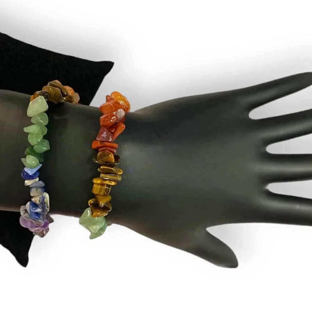 Natural Stone Chakra Bangle Bracelet Handmade NEW